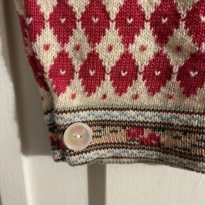 Red and Cream Argyle Knit Sweater